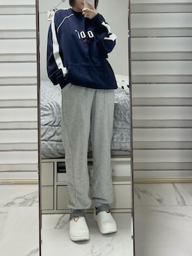 「韓国」｜「アイテム（スリッポン）」を使った、yunbaluさん（レディース・154cm）の冬コーディネート