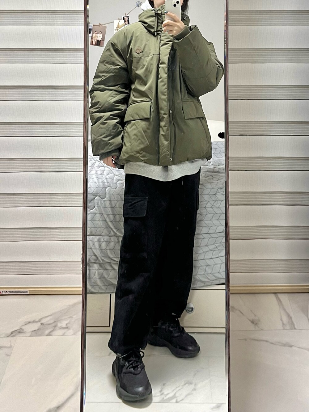 「カジュアル、カジュアルコーデ、韓国ファッション、冬コーデ、冬」｜「AKIII CLASSICのアイテム（ジャケット/アウター、その他）」を使った、yunbaluさん（レディース・154cm）の秋コーディネートの1枚目の写真