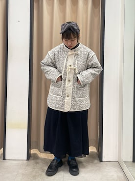 「コーデュロイ」｜「アイテム（ノーカラージャケット）」を使った、うさ🐰さん（レディース・153cm）の冬コーディネート