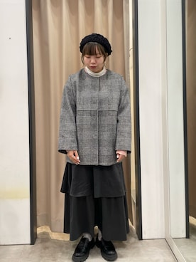 「グレンチェック」｜「アイテム（帽子）」を使った、うさ🐰さん（レディース・153cm）の冬コーディネート