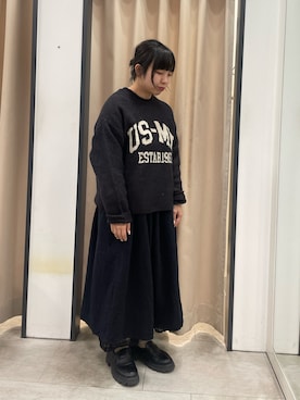 「ロゴニット」｜「アイテム（ワンピース/ドレス）」を使った、うさ🐰さん（レディース・153cm）の秋コーディネート