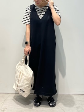「Samansa Mos2 blue（サマンサモスモスブルー）のアイテム（ジャンパースカート）」を使った、うさ🐰さん（レディース・153cm）の春コーディネート