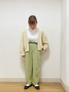 「Samansa Mos2（サマンサ モスモス）のシャーリングレース切替ブラウス（シャツ/ブラウス）」を使った、うさ🐰さん（レディース・153cm）の秋コーディネート