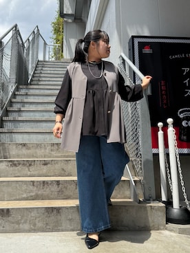 「アイテム（ベスト）」を使った、さわさん（レディース・152cm）の秋コーディネート