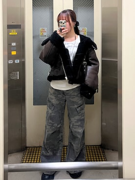 「アイテム（カーゴパンツ）」を使った、wkn_a.wear114さん（レディース・159cm）の秋コーディネート