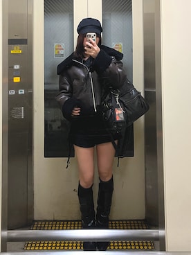 「アイテム（ムートンコート）」を使った、wkn_a.wear114さん（レディース・159cm）の冬コーディネート