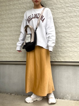 「オレンジスカート」｜wkn_a.wear114さん（レディース・159cm）の春コーディネート