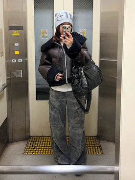 「アイテム（ムートンコート）」を使った、wkn_a.wear114さん（レディース・159cm）の冬コーディネート