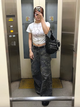 「アイテム（カーゴパンツ）」を使った、wkn_a.wear114さん（レディース・159cm）の夏コーディネート