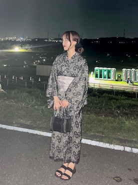 「アイテム（浴衣、ブラック系）」を使った、wkn_a.wear114さん（レディース・159cm）の夏コーディネート