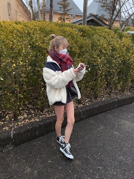 「WILD THINGS（ワイルドシングス）のアイテム（ジャケット/アウター）」を使った、千愛さん（レディース・152cm）の冬コーディネート