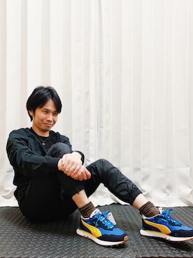 「PUMA」｜「アイテム（スウェットパンツ）」を使った、AVANT-GARDE KENTAさん（メンズ・174cm）の冬コーディネート