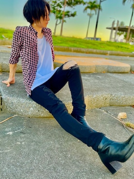 「沖縄」｜「アイテム（ブーツ）」を使った、kenta.uさん（メンズ・169cm）の秋コーディネート