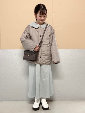 「服とコスメでなりたい自分に」｜「アイテム（ブルゾン）」を使った、ゆーさん（レディース・152cm）の冬コーディネート