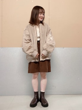 「チェルシーブーツ」｜「アイテム（ブルゾン）」を使った、ゆーさん（レディース・152cm）の秋コーディネート