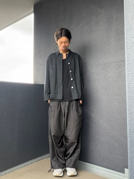 「KANEMASA PHIL.（カネマサフィル）の【KANEMASA PHIL.】46G Cotton Thin Pack Tank（タンクトップ、ブラック系）」を使った、iSHiさん（メンズ・181cm）の秋コーディネート
