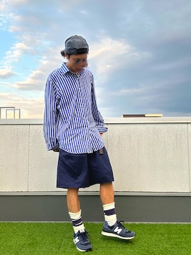 「オーバーサイズ」｜「アイテム（チノパンツ）」を使った、iSHiさん（メンズ・181cm）の夏コーディネート