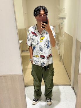 「アイテム（その他トップス、ホワイト系）」を使った、iSHiさん（メンズ・181cm）の夏コーディネート