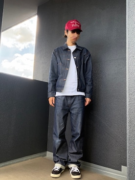 「A.P.C.（アーペーセー）のアイテム」を使った、iSHiさん（メンズ・181cm）の秋コーディネート