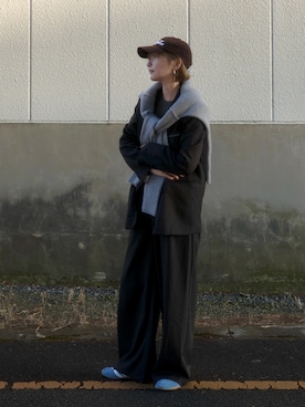 「アイテム（ジャケット/アウター、グレー系）」を使った、𝙔𝙐𝙆𝙄さん（レディース・163cm）の冬コーディネート