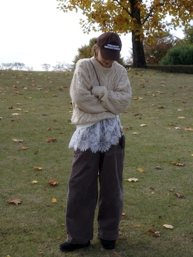 「アイテム（その他小物）」を使った、𝙔𝙐𝙆𝙄さん（レディース・163cm）の秋コーディネート