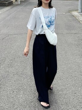 「classicalelf（クラシカルエルフ）のアイテム（スラックス）」を使った、𝙔𝙐𝙆𝙄さん（レディース・162cm）の夏コーディネート