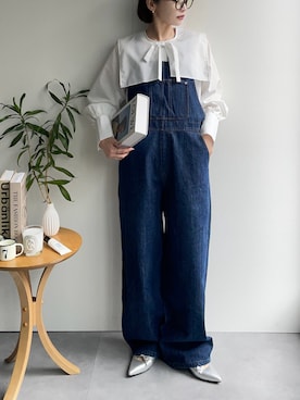 「ap retro（アプレトロ）のアイテム（オールインワン・サロペット）」を使った、𝙔𝙐𝙆𝙄さん（レディース・162cm）の春コーディネート