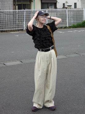 6(ROKU)＞コットンレーヨン タックパンツを使った人気ファッション