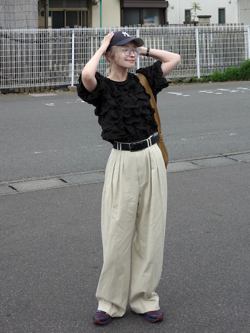6 ワイドパンツ パンツ 「6(ROKU)」コットンレーヨン タックパンツ