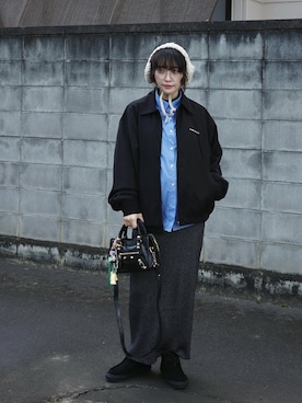 「FFEIN（フェイン）のアイテム（ブルゾン）」を使った、𝙔𝙐𝙆𝙄さん（レディース・163cm）の冬コーディネート