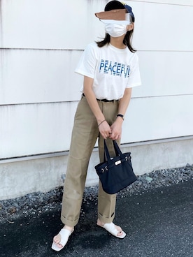 「THE SHINZONE（ザ　シンゾーン）のハイウエストチノパンツ（チノパンツ）」を使った、𝙔𝙐𝙆𝙄さん（レディース・162cm）の夏コーディネート