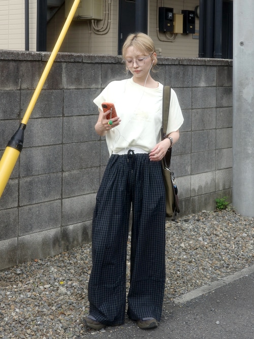 ワイドパンツ パンツ チェックワイドレッグパンツ レディース