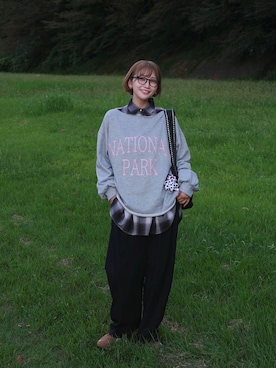 「アイテム（スウェット）」を使った、𝙔𝙐𝙆𝙄さん（レディース・163cm）の秋コーディネート