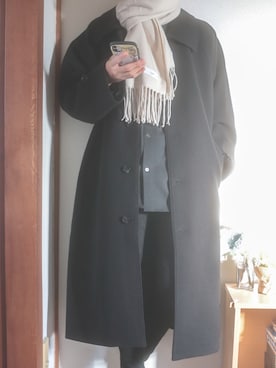「マフラーコーデ」｜「アイテム（ステンカラーコート）」を使った、Naötoさん（メンズ・174cm）の冬コーディネート