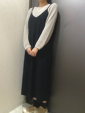 「秋服コーデ」｜「アイテム（ジャンパースカート）」を使った、awaさん（レディース・165cm）の秋コーディネート