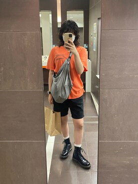 「Dr. Martens（ドクターマーチン）のアイテム（ブーツ、ブラック系）」を使った、mmkhre0718さん（レディース・163cm）の夏コーディネート