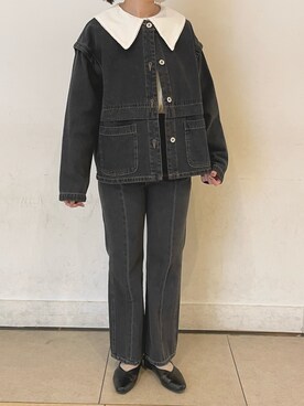 「ehka sopo（エヘカソポ）のアイテム（デニムジャケット）」を使った、R u n aさん（レディース・157cm）の冬コーディネート