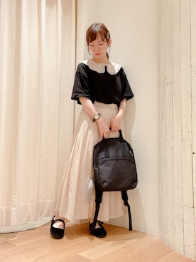 「襟付きトップス」｜「アイテム（その他シューズ）」を使った、クロダ🌿さん（レディース・153cm）の夏コーディネート