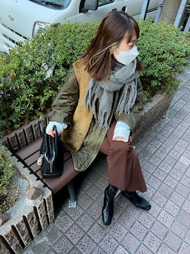「バブアー」｜「アイテム（アクセサリー）」を使った、kanataさん（レディース・167cm）の冬コーディネート