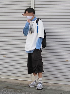 「kudos（クードス）のアイテム」を使った、月さん（メンズ・177cm）の夏コーディネート