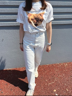 「動物モチーフ」｜「アイテム（Tシャツ/カットソー）」を使った、キ ちさん（レディース・156cm）の春コーディネート