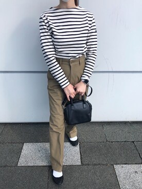 「THE SHINZONE（ザ　シンゾーン）のハイウエストチノパンツ（チノパンツ）」を使った、キ ちさん（レディース・156cm）の秋コーディネート