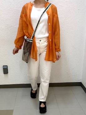 「ホワイトデニム」｜キ ちさん（レディース・156cm）の夏コーディネート