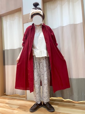 「アイテム（シャツワンピース、レッド系）」を使った、＊おたみ＊さん（レディース・163cm）の夏コーディネート