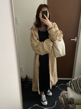 「キャミワンピ」｜「アイテム（トレンチコート）」を使った、soiさん（レディース・154cm）の秋コーディネート