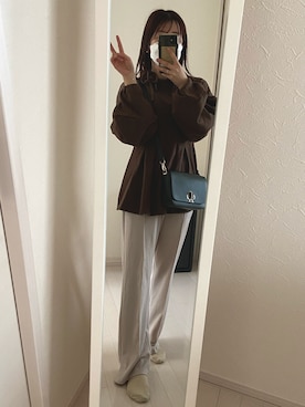 「LOWRYS FARM（ローリーズファーム）のセンタープレスカラーフレアパンツ　870189（その他パンツ）」を使った、soiさん（レディース・154cm）の秋コーディネート