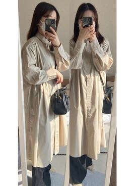 「GUコーデ」｜「アイテム（シャツワンピース）」を使った、soiさん（レディース・154cm）の冬コーディネート