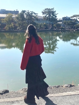 「レッドコーデ」｜「アイテム（ブーツ）」を使った、soiさん（レディース・154cm）の冬コーディネート