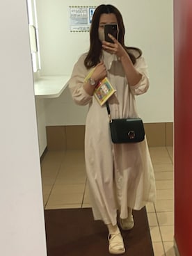 「オールホワイト」｜「アイテム（シャツワンピース）」を使った、soiさん（レディース・154cm）の夏コーディネート