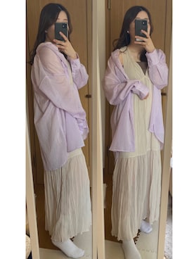 「ピンクシャツ」｜「アイテム（ワンピース/ドレス）」を使った、soiさん（レディース・154cm）の夏コーディネート